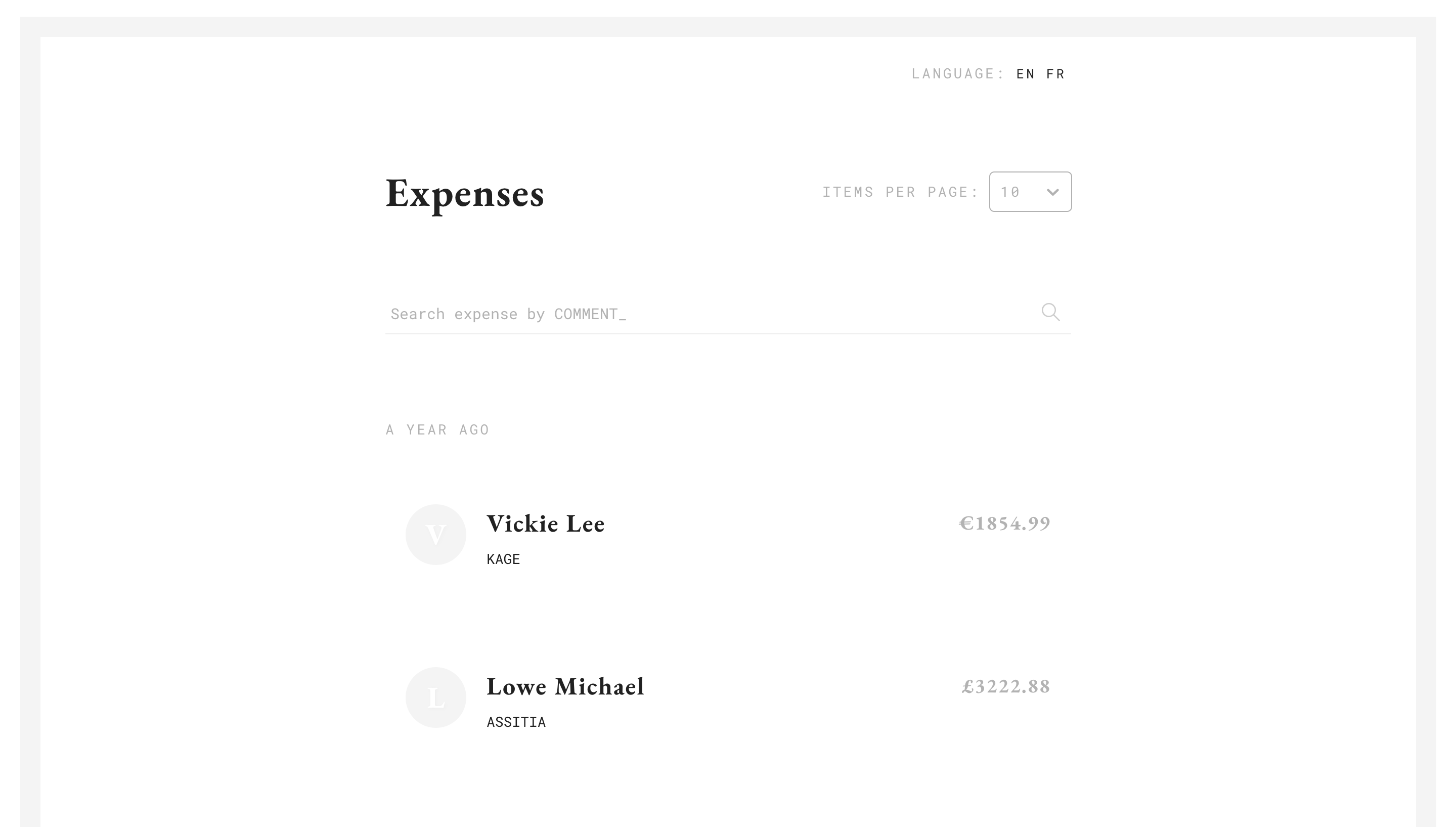 Expense Listing App